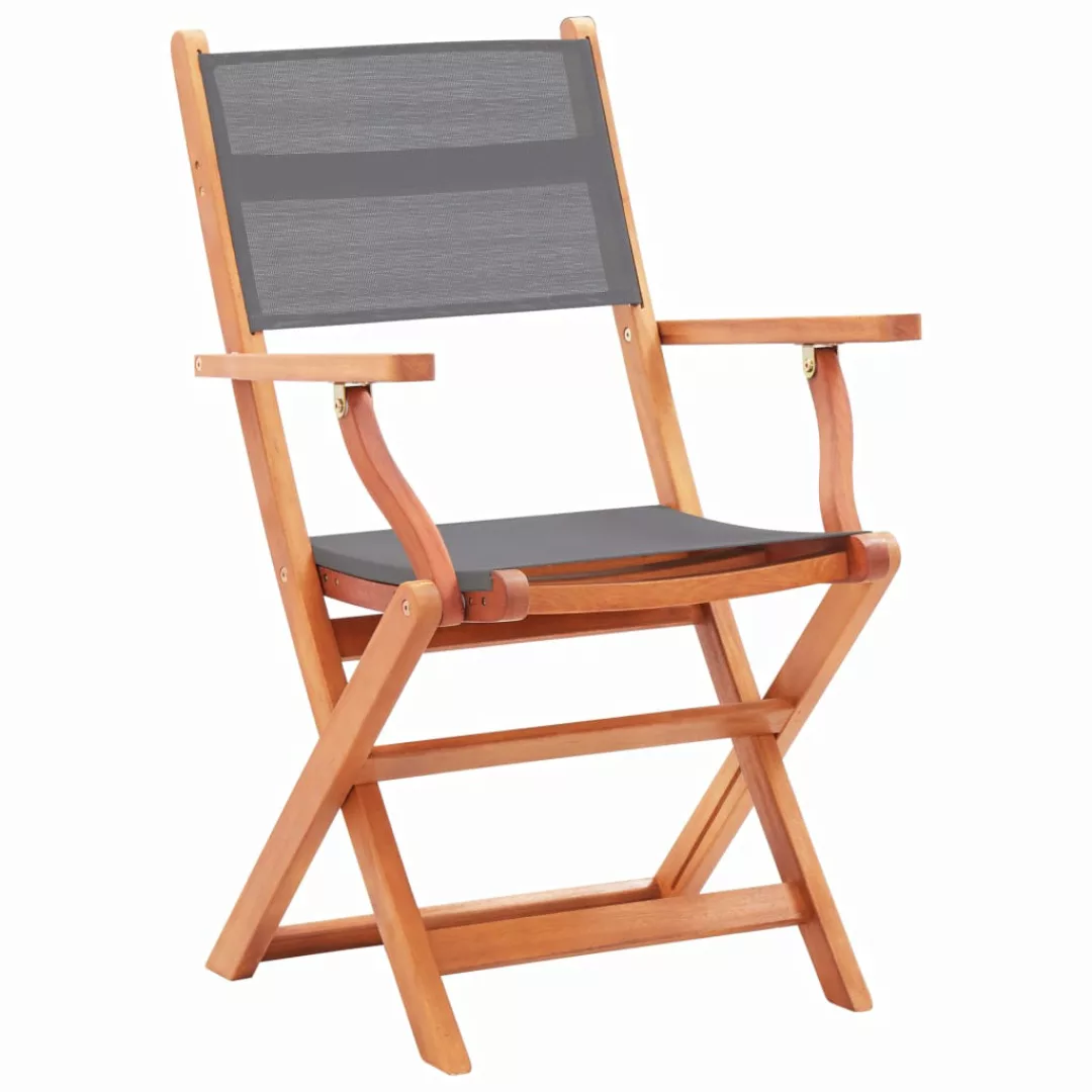Klappbare Gartenstühle 6 Stk. Grau Eukalyptusholz & Textilene günstig online kaufen