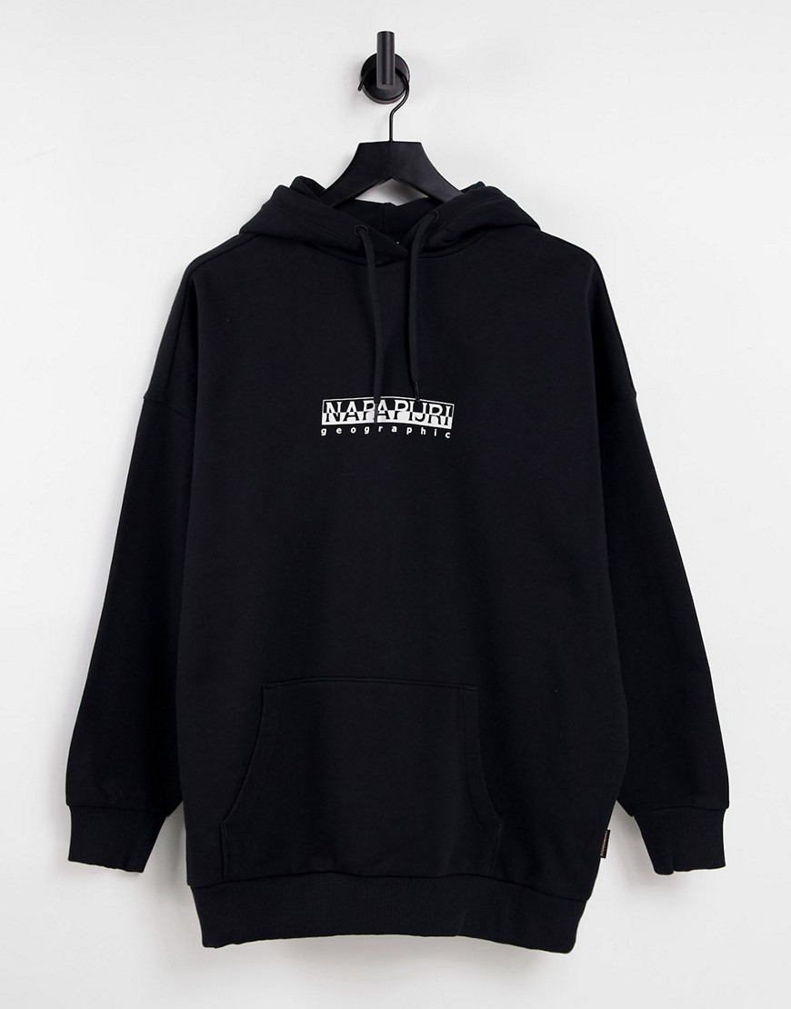 Napapijri – Schwarzer Kapuzenpullover mit Box-Logo günstig online kaufen