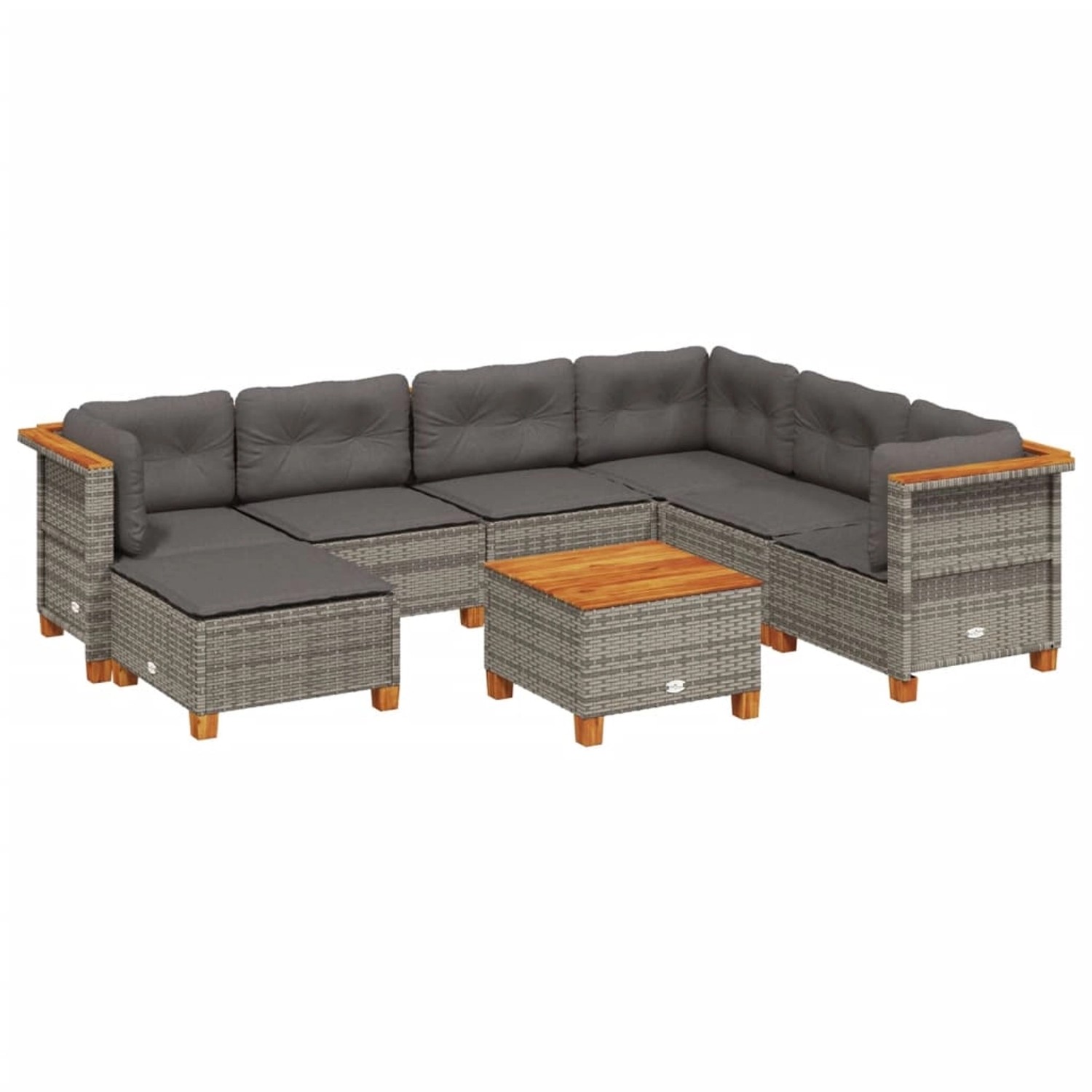 vidaXL 8-Tlg Garten-Sofagarnitur mit Kissen Grau Poly Rattan 3261942 günstig online kaufen