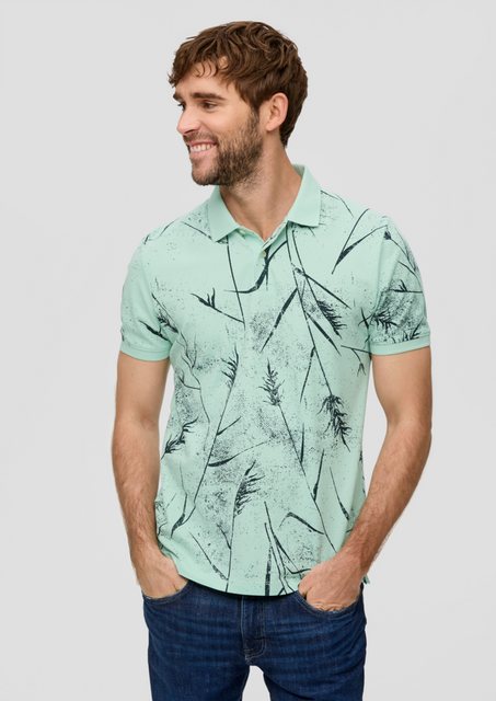 s.Oliver Kurzarmshirt Poloshirt mit All-over-Print Blende günstig online kaufen