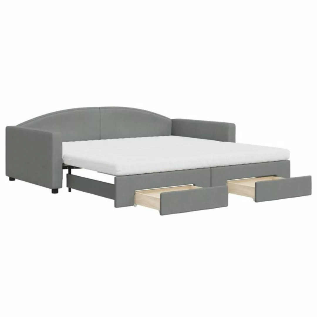 vidaXL Bett Tagesbett Ausziehbar mit Schubladen Dunkelgrau 100x200 cm Stoff günstig online kaufen