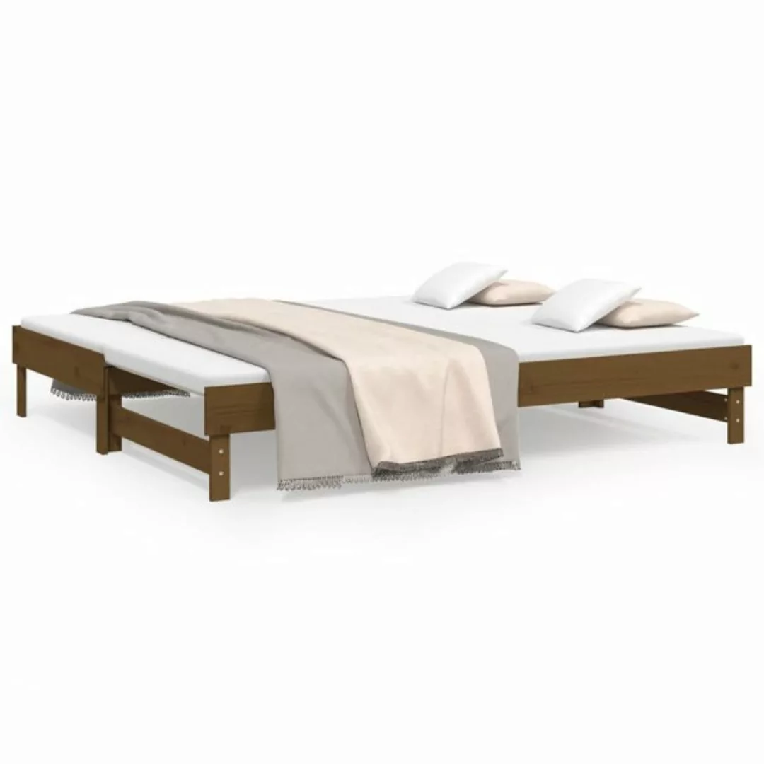 furnicato Bett Tagesbett Ausziehbar Honigbraun 2x(100x200)cm Massivholz Kie günstig online kaufen