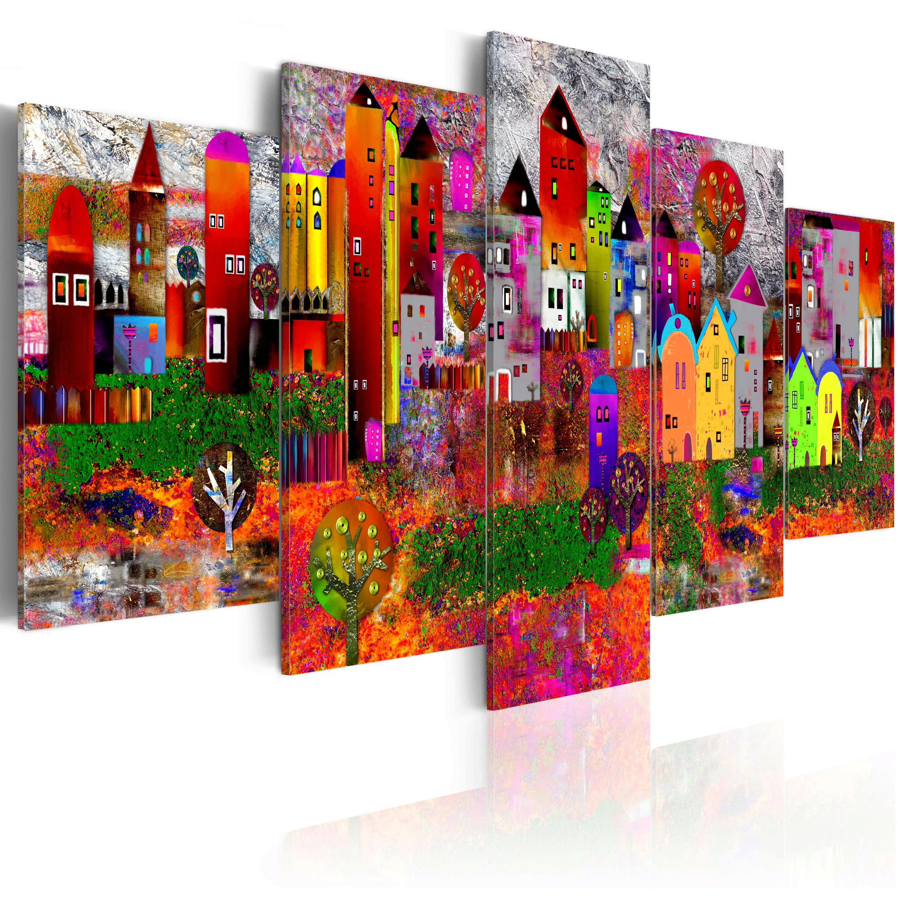 Wandbild - Colourful Small Town günstig online kaufen