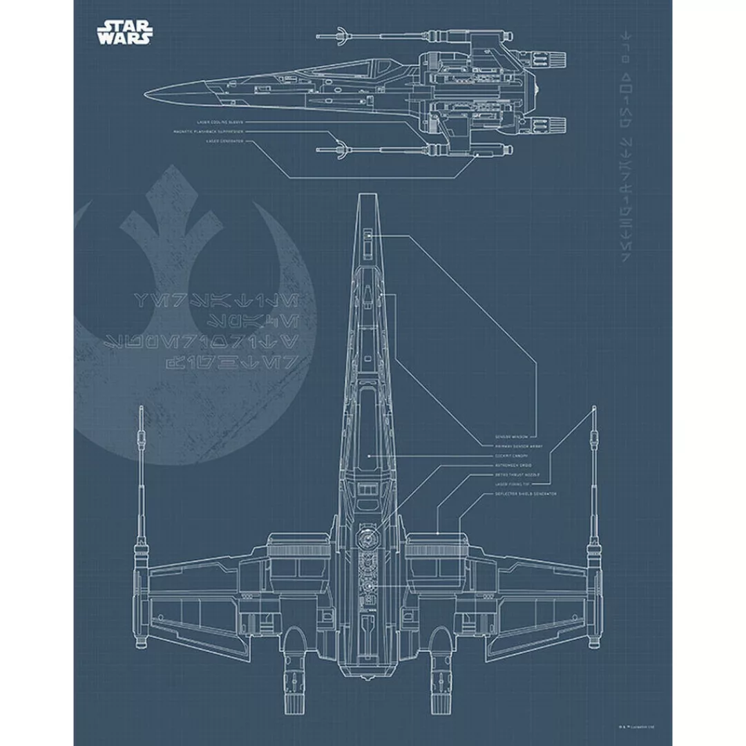 Komar Wandbild Star Wars Blueprint X-Wing Star Wars B/L: ca. 40x50 cm günstig online kaufen