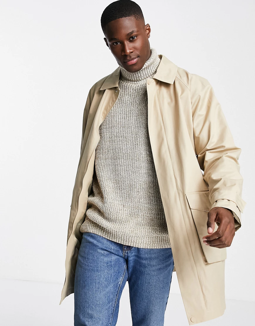 Topman – Trenchcoat in Stein-Neutral günstig online kaufen