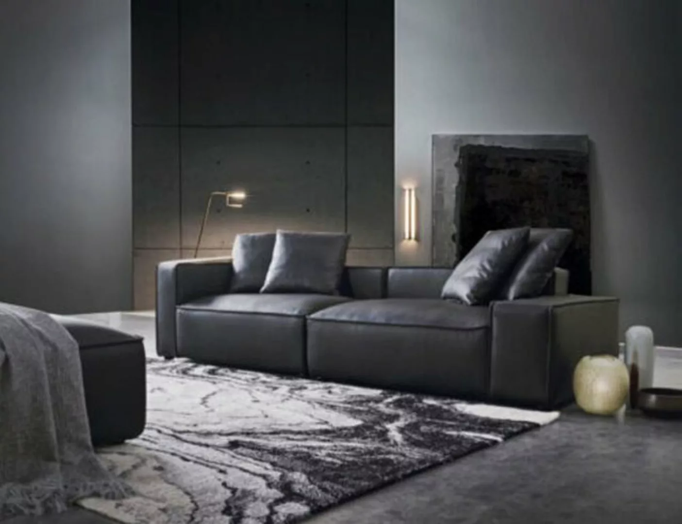 JVmoebel 3-Sitzer Schwarzer Dreisitzer Couch Polster Design Sofa 3er Sitz Z günstig online kaufen