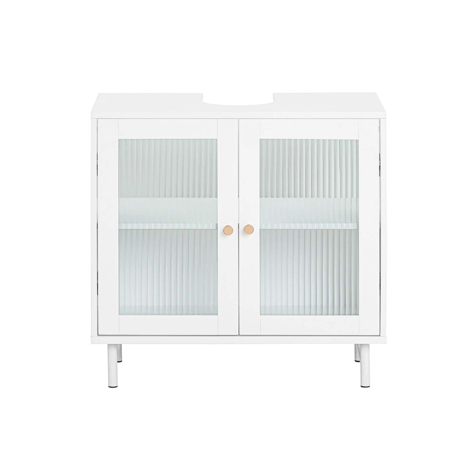 SoBuy Waschbeckenunterschrank mit 2 Glastüren Holz Glas Weiß 60 cm BZR115-W günstig online kaufen