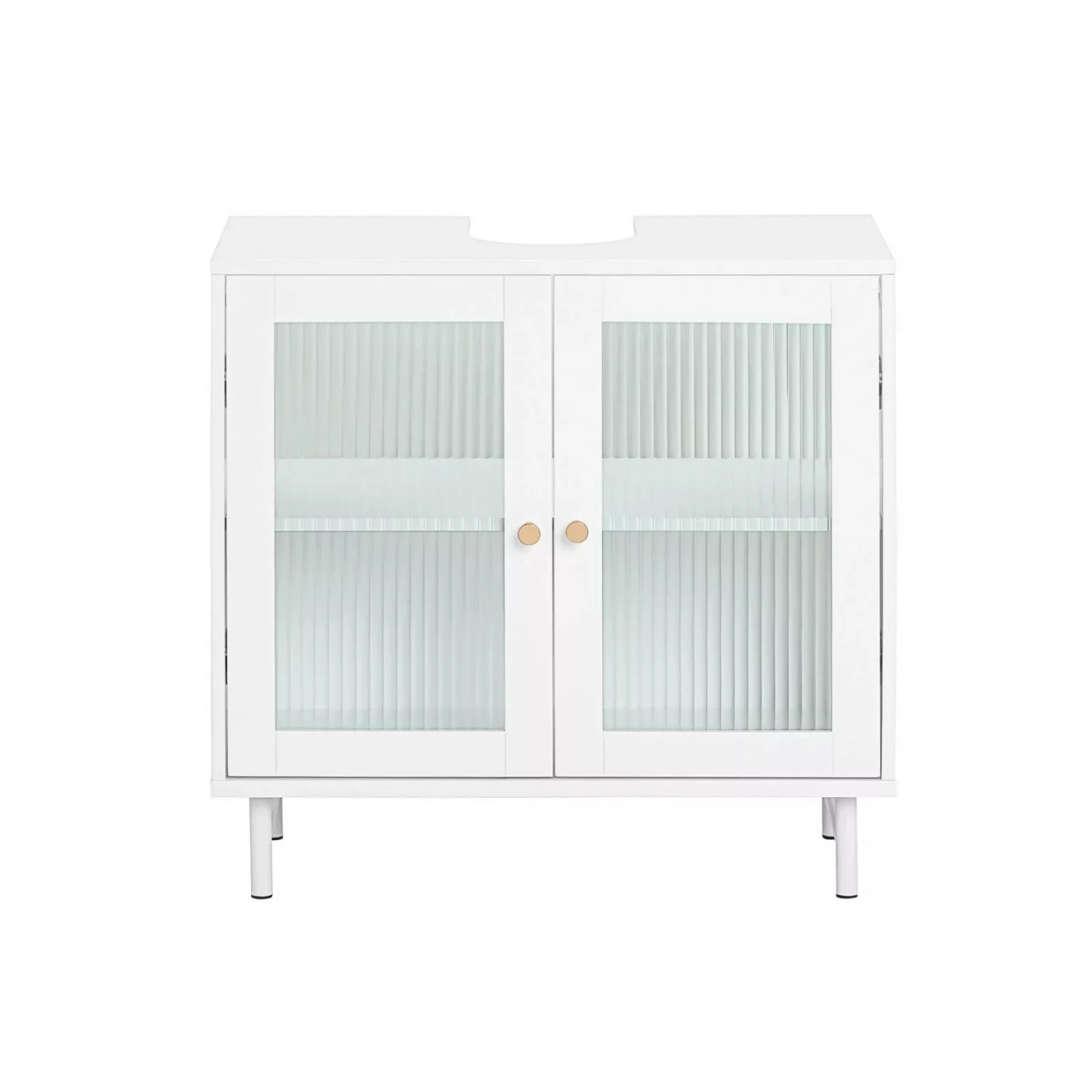 SoBuy Waschbeckenunterschrank mit 2 Glastüren Holz Glas Weiß 60 cm BZR115-W günstig online kaufen