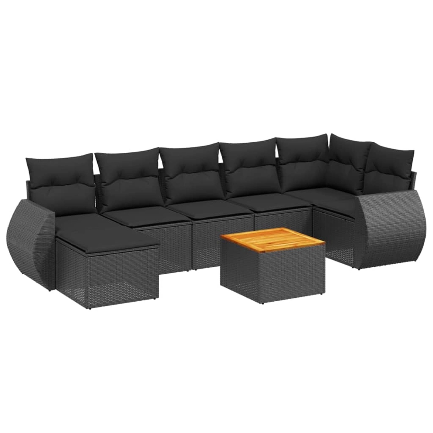 vidaXL 8-Tlg Garten-Sofagarnitur mit Kissen Schwarz Poly Rattan 3225110 günstig online kaufen