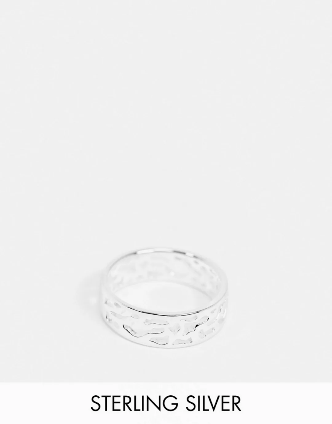 ASOS DESIGN – Ring aus Sterlingsilber mit Camouflage-Design in Silber günstig online kaufen