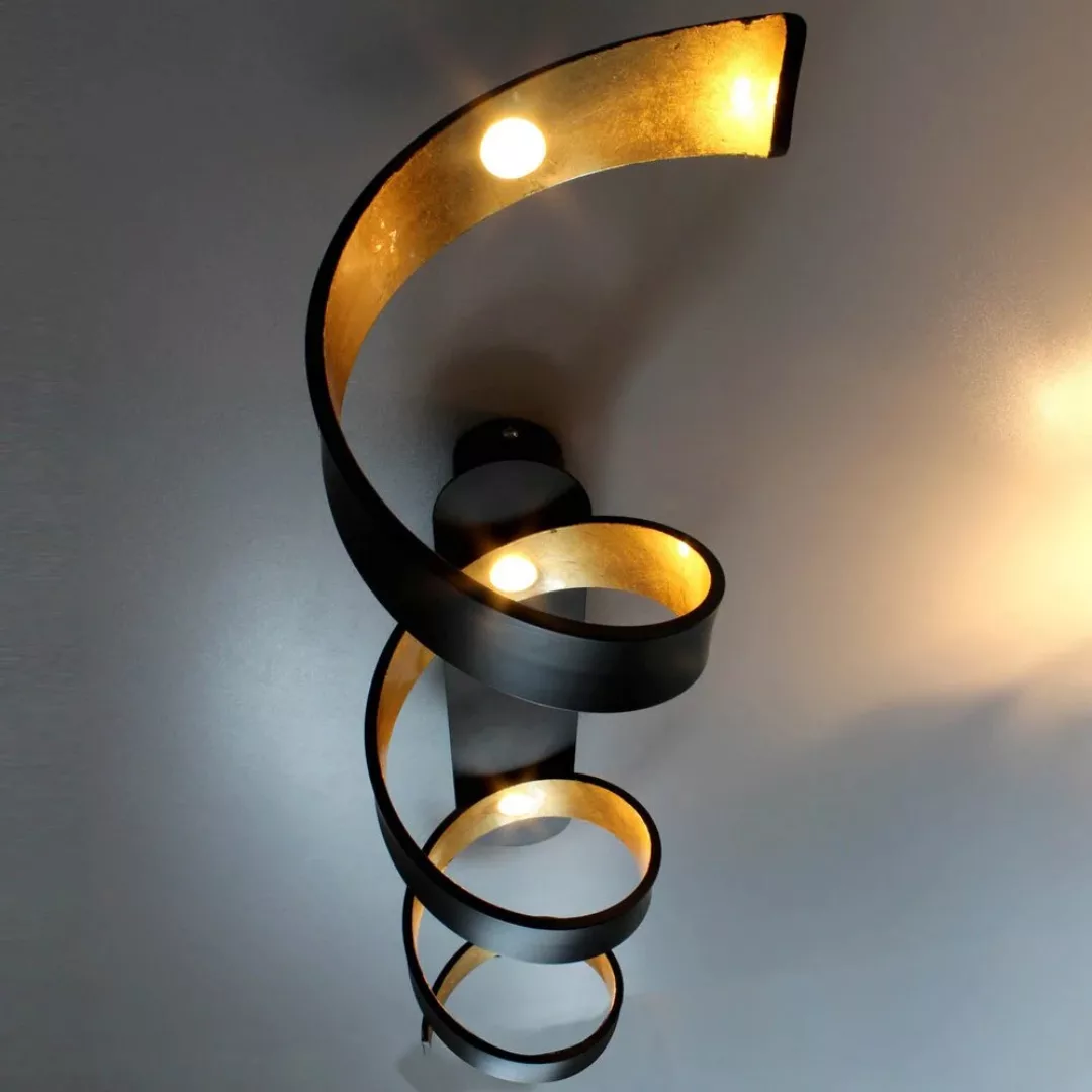 Luce Design LED-Deckenleuchte Helix Schwarz-Gold 35 cm x 80 cm x 13,5 cm günstig online kaufen