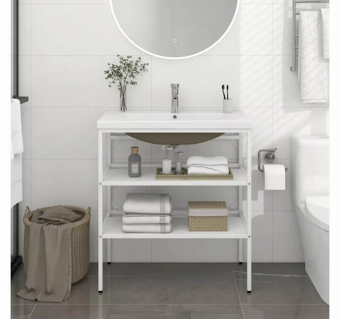 vidaXL Badezimmerspiegelschrank Badezimmer-Waschtischgestell mit Waschbecke günstig online kaufen