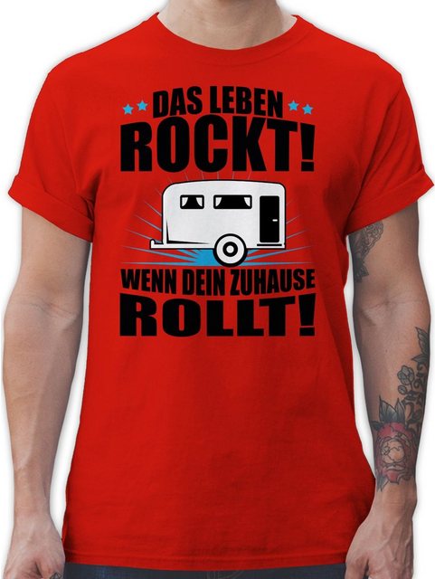 Shirtracer T-Shirt Das Leben rockt! Wohnwagen schwarz Hobby Outfit günstig online kaufen