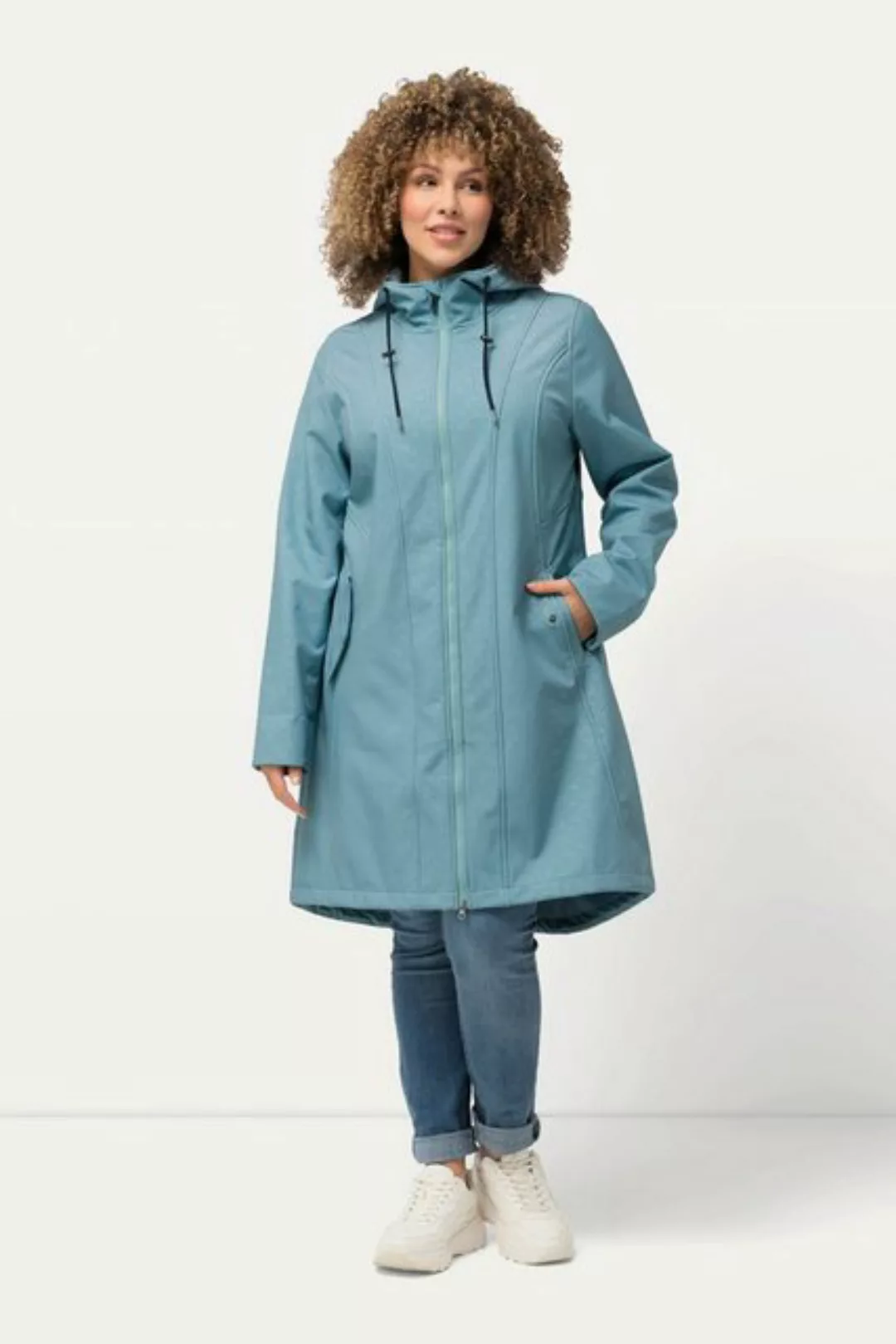 Ulla Popken Softshelljacke HYPRAR Softshell-Longjacke wasserabweisend Kapuz günstig online kaufen