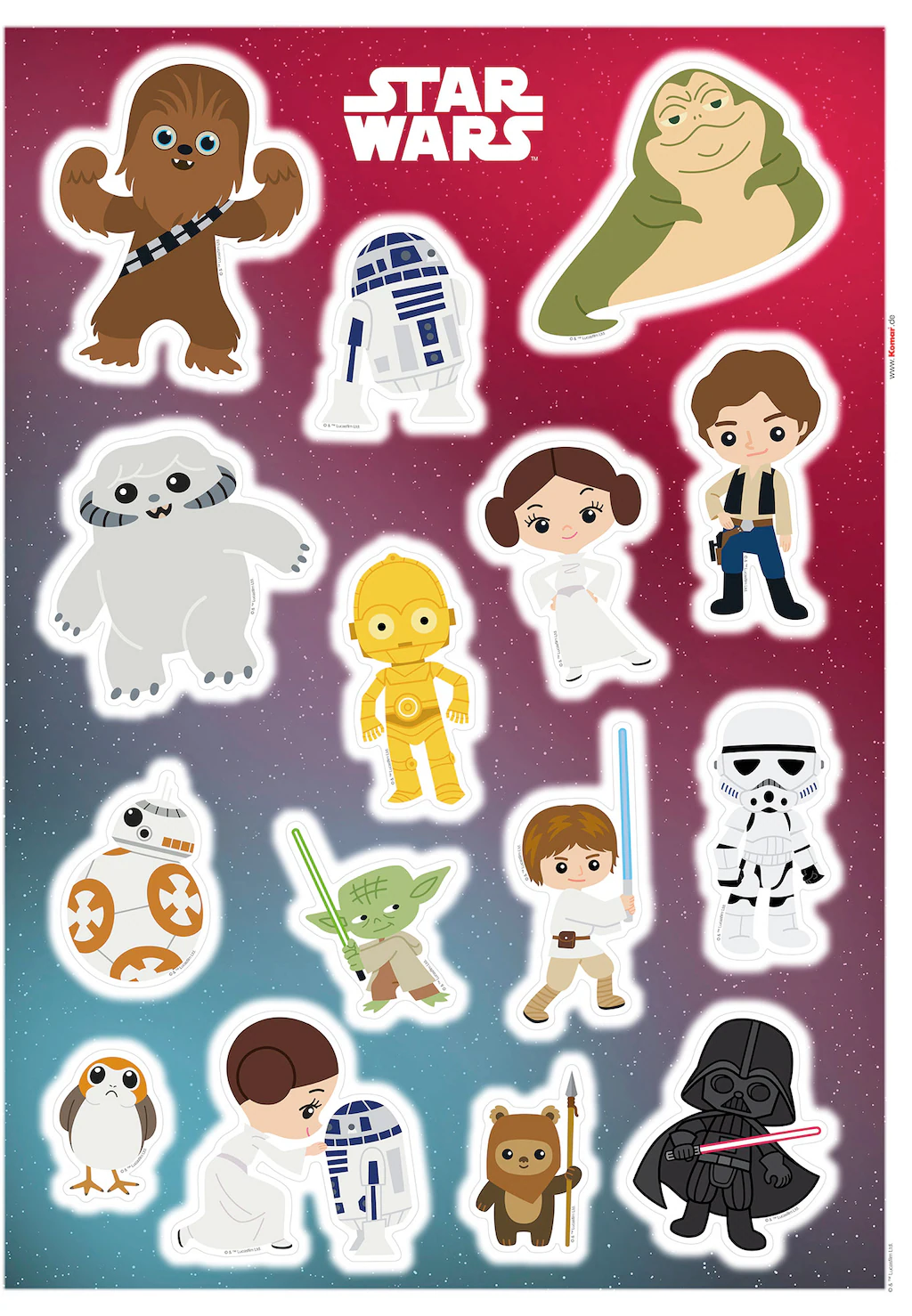 Komar Wandtattoo "Star Wars Little Heroes - Größe 50 x 70 cm", (15 St.), se günstig online kaufen