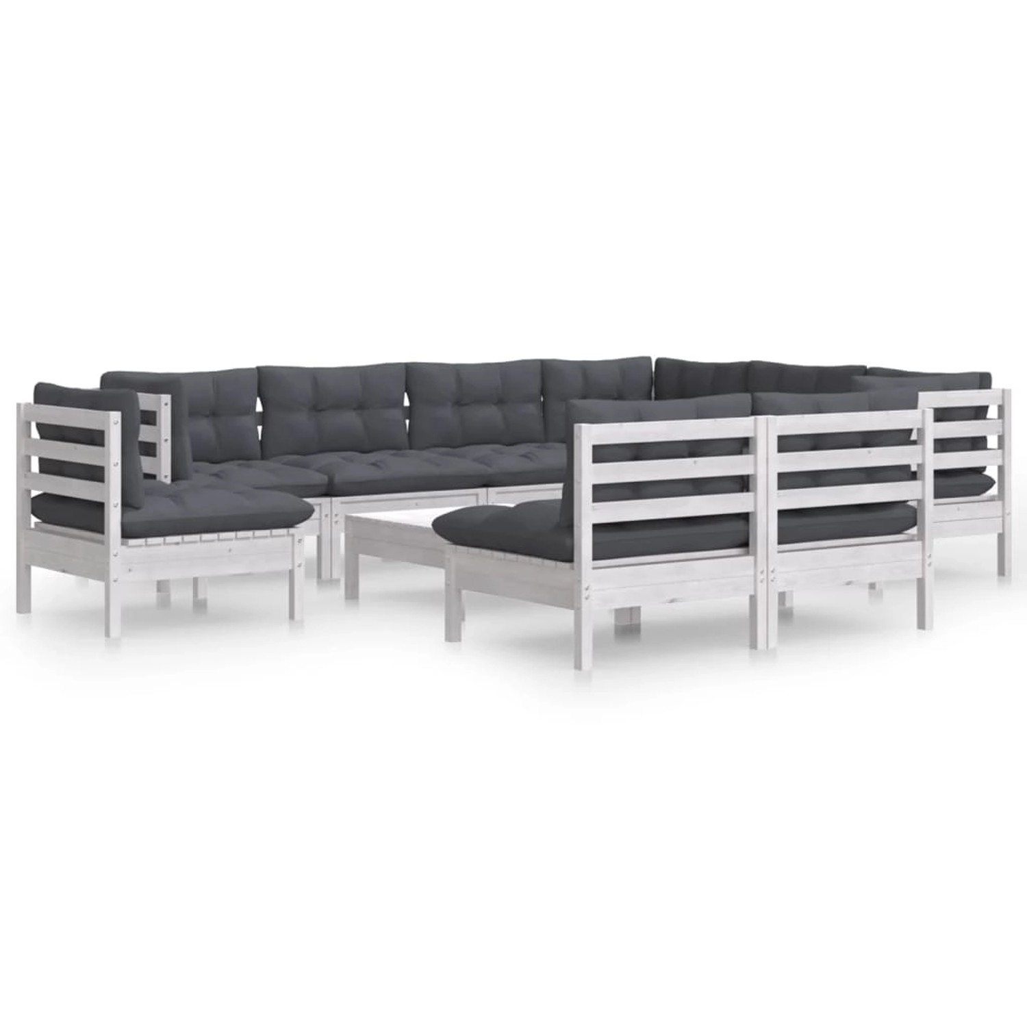vidaXL 10-Tlg Garten-Lounge-Set mit Kissen Weiß Kiefer Massivholz 3096750 günstig online kaufen