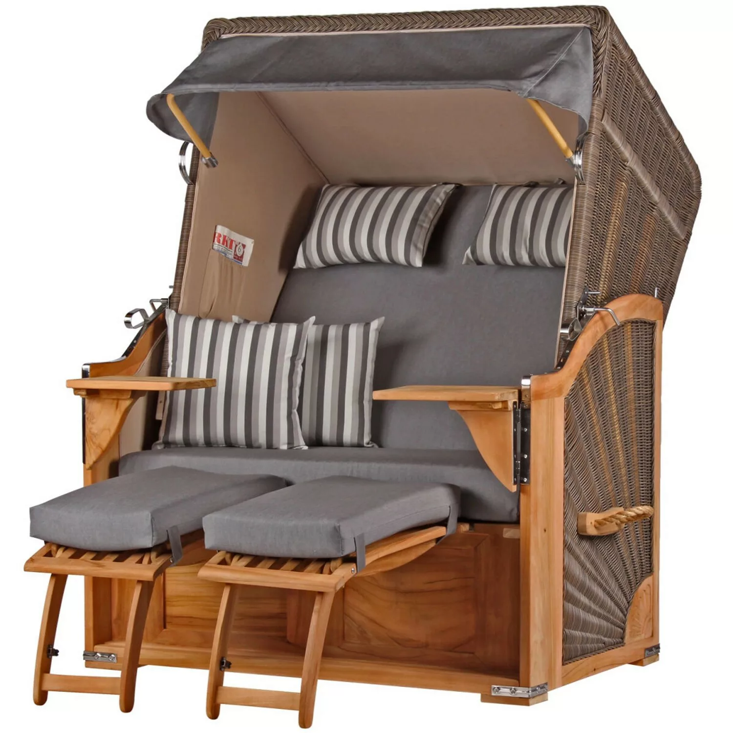 bene living Strandkorb Komplettset Schaalsee Teak PE grau Modell 544 günstig online kaufen