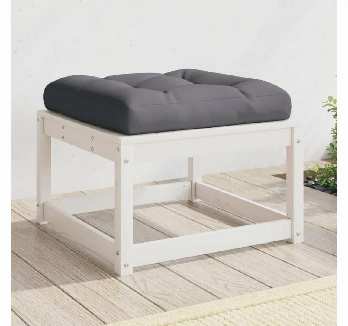 vidaXL Loungesofa Gartenhocker mit Kissen Weiß Massivholz Kiefer günstig online kaufen