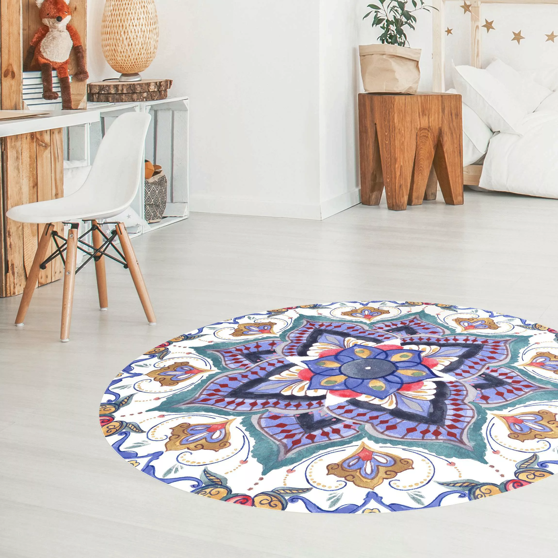 Runder Vinyl-Teppich Mandala Meditation Namasté günstig online kaufen