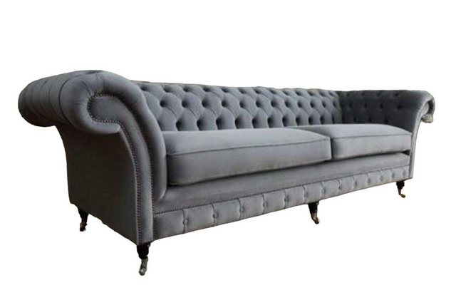 JVmoebel Chesterfield-Sofa Chesterfield Grau Sofa 4 Sitzer Couch Polster Si günstig online kaufen