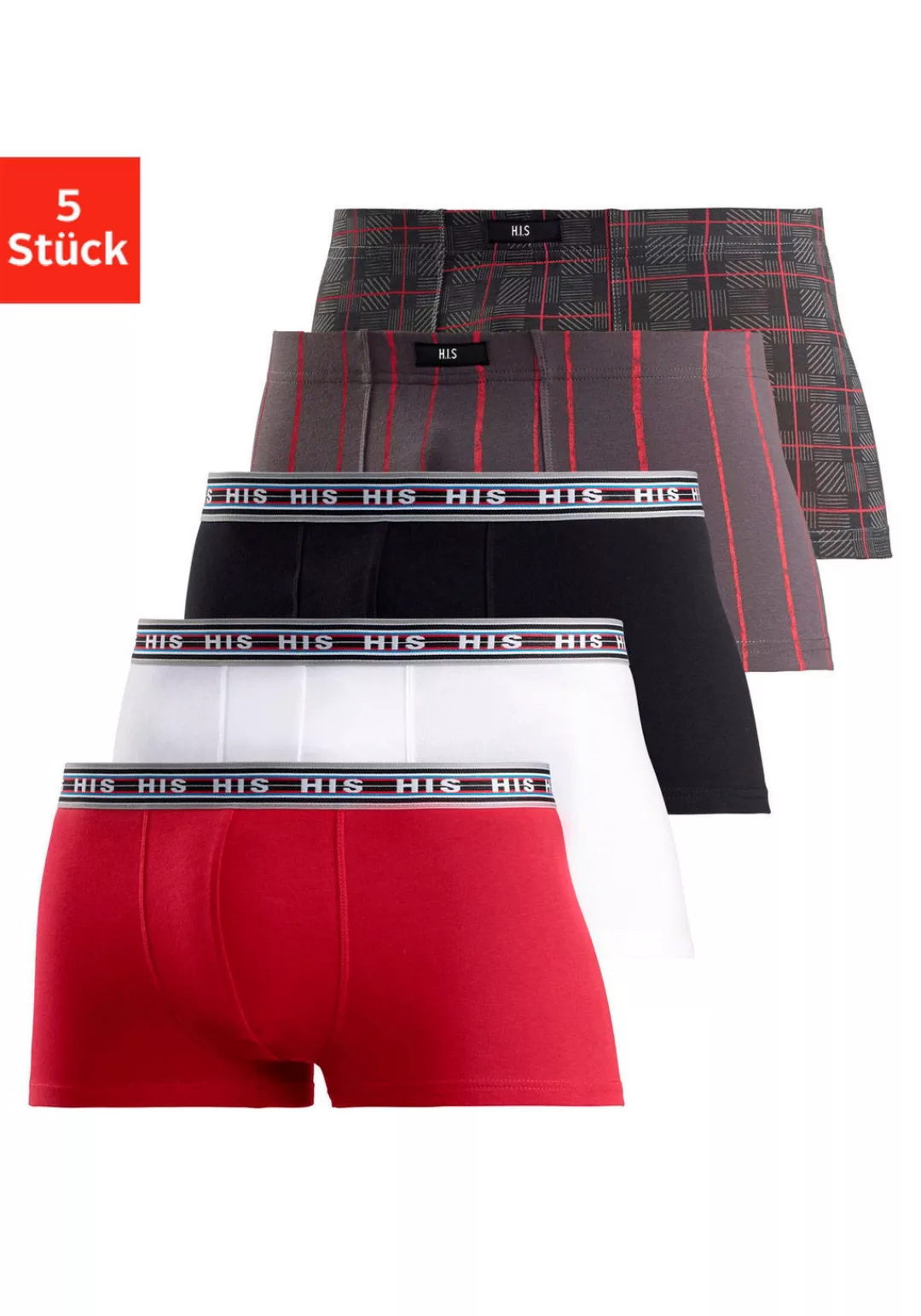 H.I.S Hipster, (Packung, 5 St.), knapp sitzende Boxershorts aus Baumwoll-St günstig online kaufen