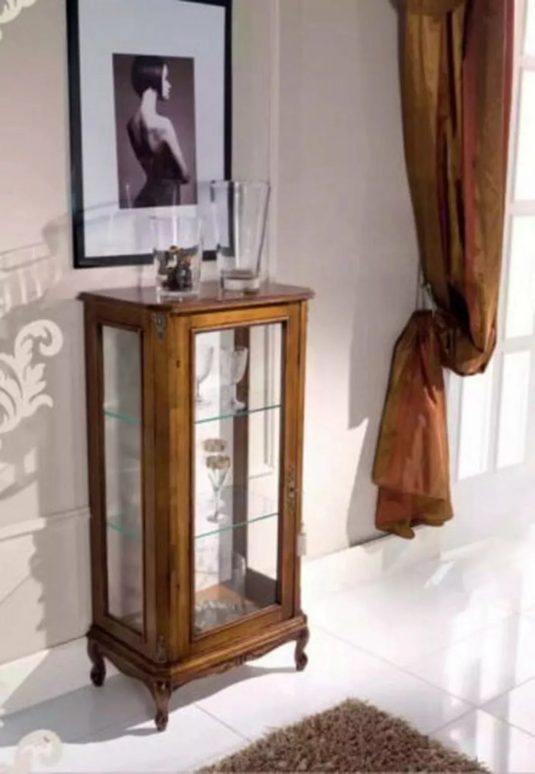 JVmoebel Vitrine Klassische Braune Vitrine Luxus Glasschrank Holzmöbel Wohn günstig online kaufen