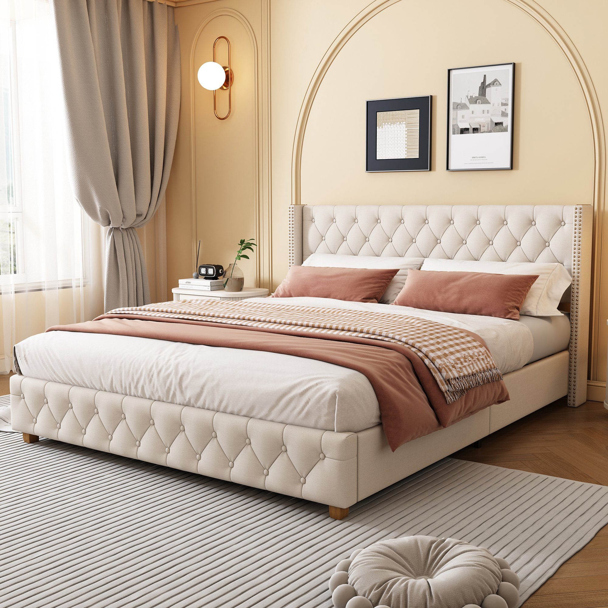 OKWISH Polsterbett Nietenpolsterung, Knopfpolsterung, (160 x günstig online kaufen