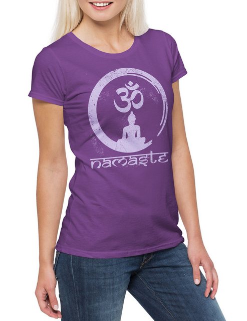 Urban Backwoods Print-Shirt Namaste Damen T-Shirt OM Japan Buddhismus Buddh günstig online kaufen