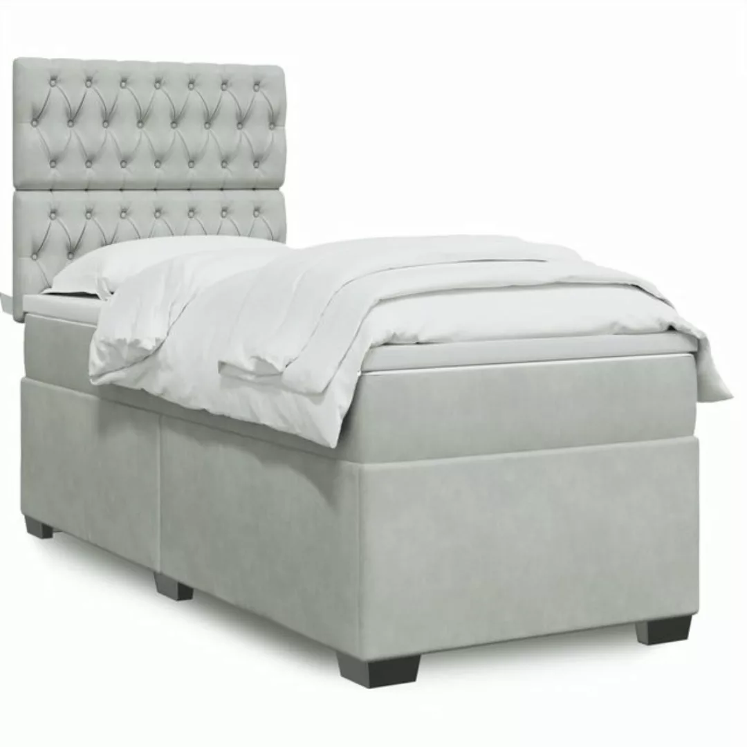 furnicato Bettgestell Boxspringbett mit Matratze Hellgrau 90x190 cm Samt günstig online kaufen