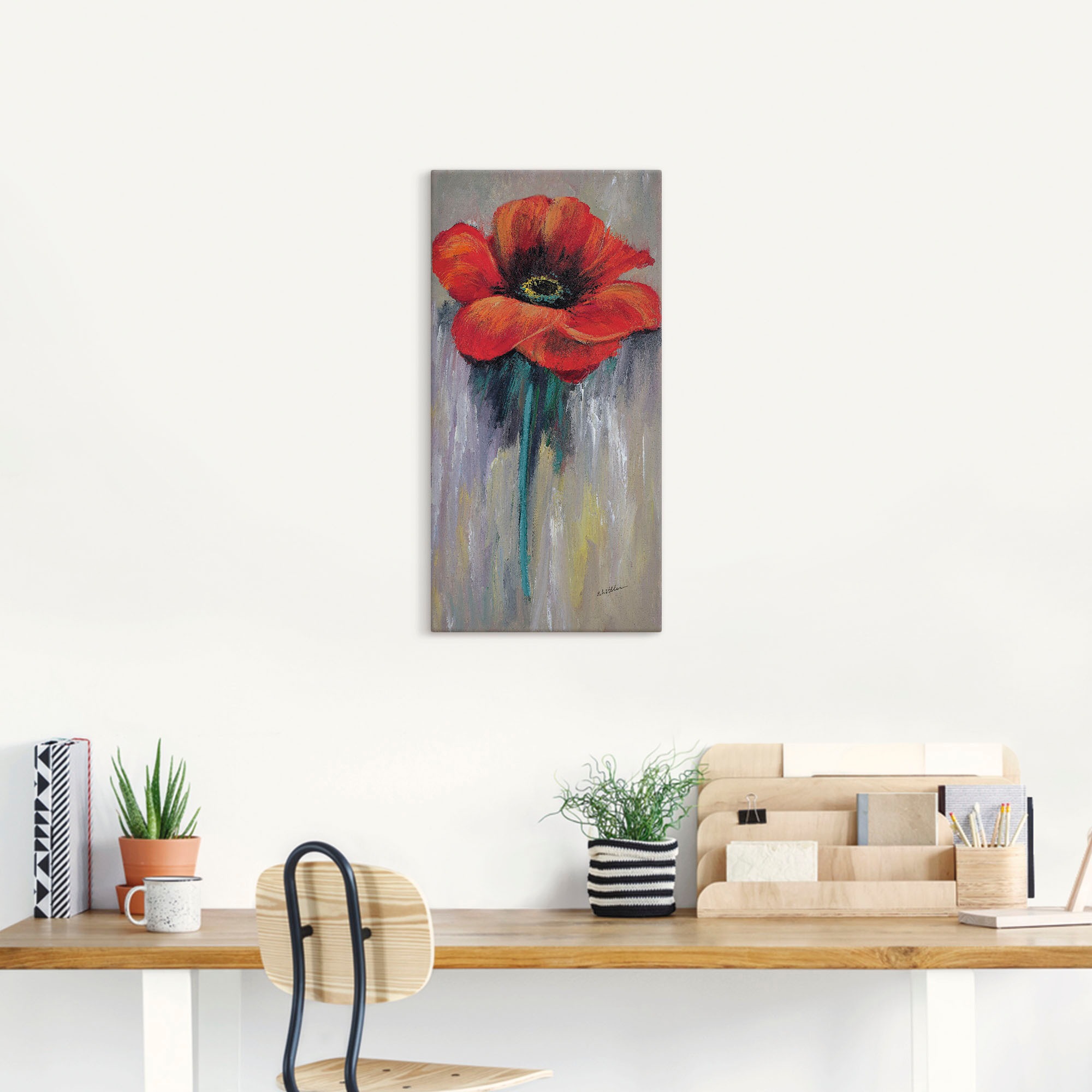 Artland Leinwandbild "Roter Mohn II", Blumen, (1 St.), auf Keilrahmen gespa günstig online kaufen