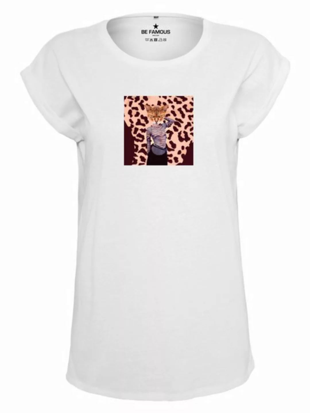 Be Famous Print-Shirt Classic Roll Up Leocat (1-tlg) günstig online kaufen