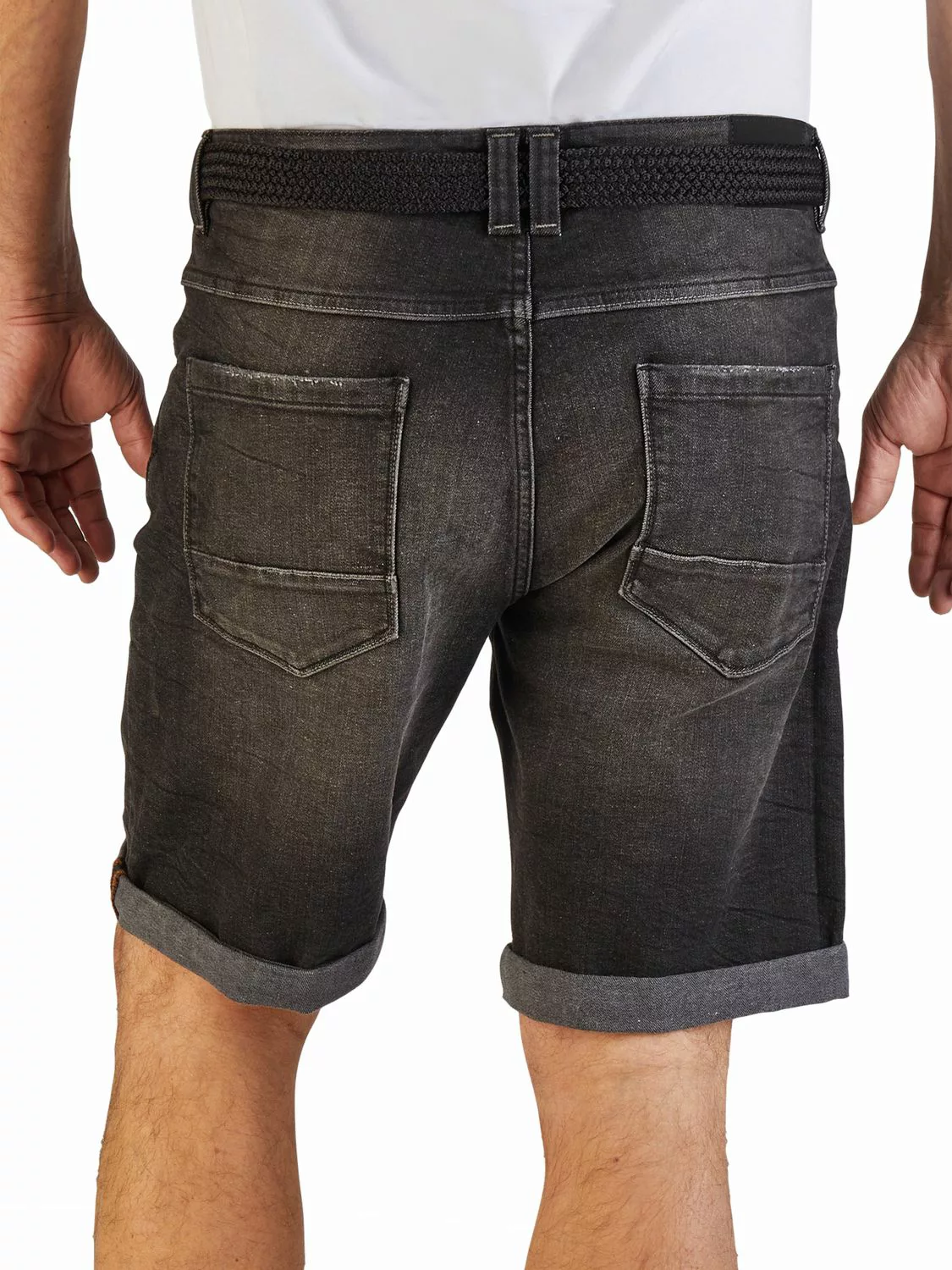 DENIMFY Jeans Shorts Herren mit Gürtel Stretch Kurz Regular Fit DFBo günstig online kaufen