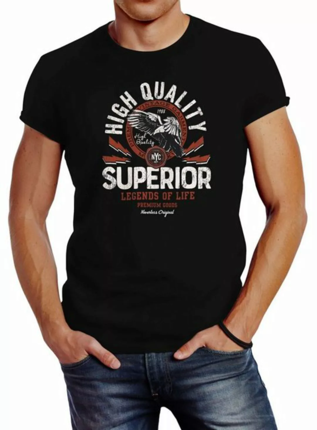 Neverless Print-Shirt Herren T-Shirt Fashion vintage Print Superior Legends günstig online kaufen