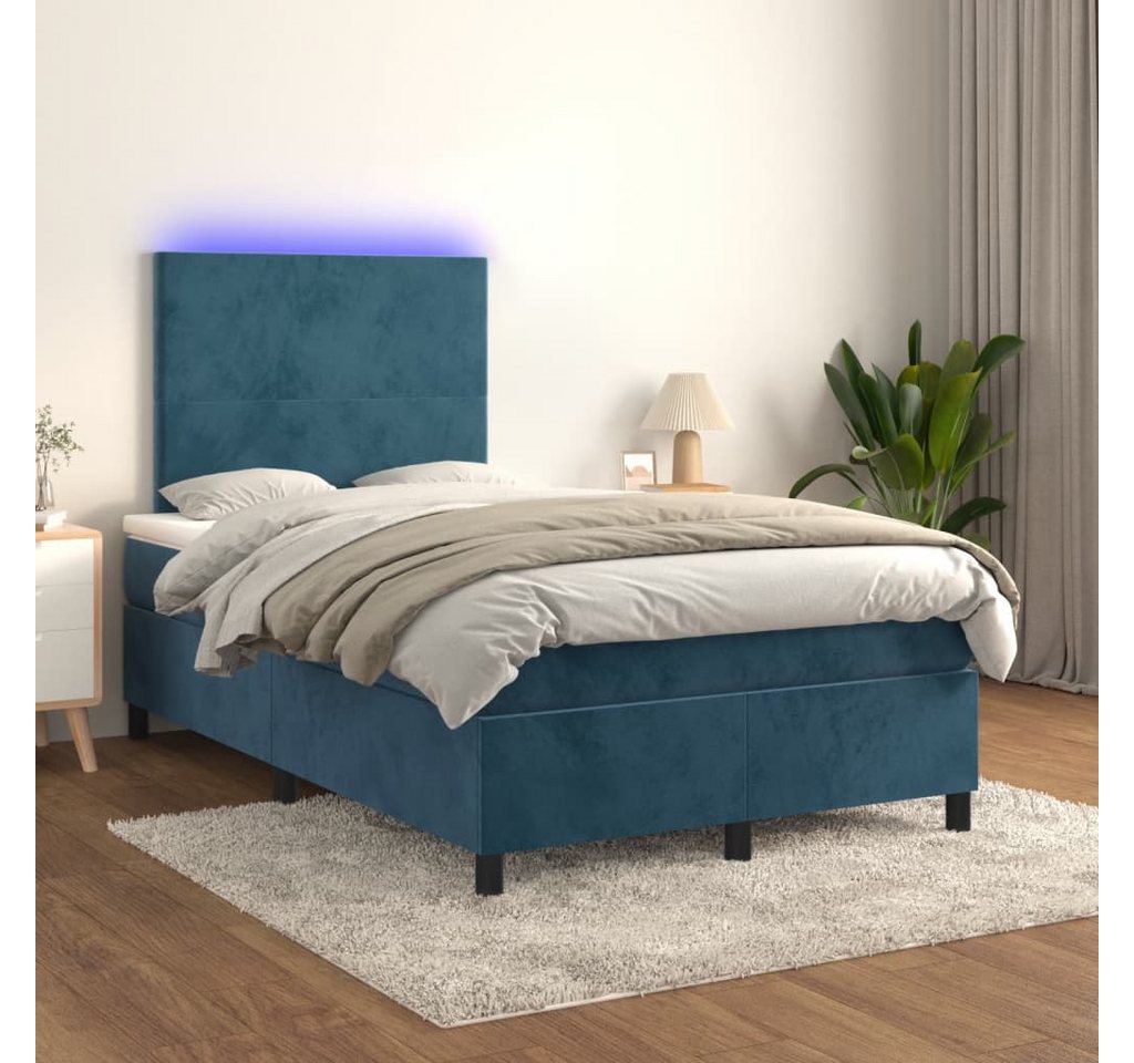 vidaXL Boxspringbett Boxspringbett mit Matratze LED Dunkelblau 120x200 cm S günstig online kaufen