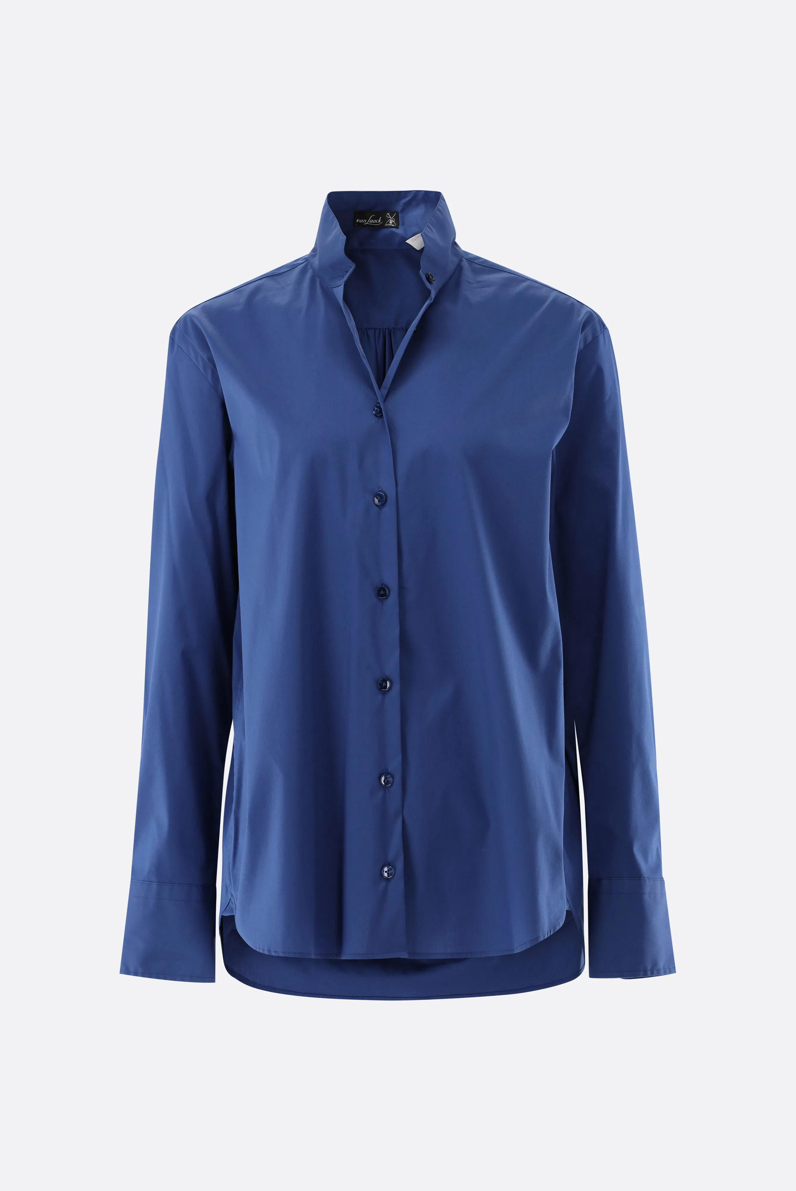 Lockere Bluse mit hohem Stehkragen und Stretch günstig online kaufen