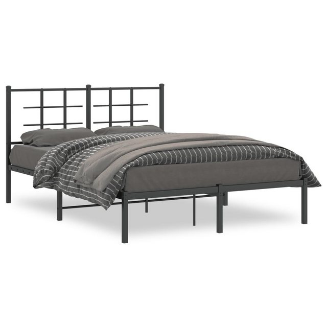 furnicato Bettgestell mit Kopfteil Metall Schwarz 140x190 cm (1-tlg) günstig online kaufen