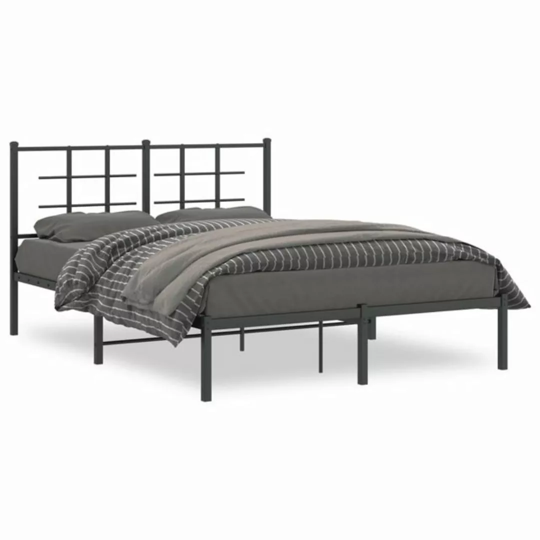 vidaXL Bettgestell, Bettrahmen mit Kopfteil Metall Schwarz 140x190 cm günstig online kaufen