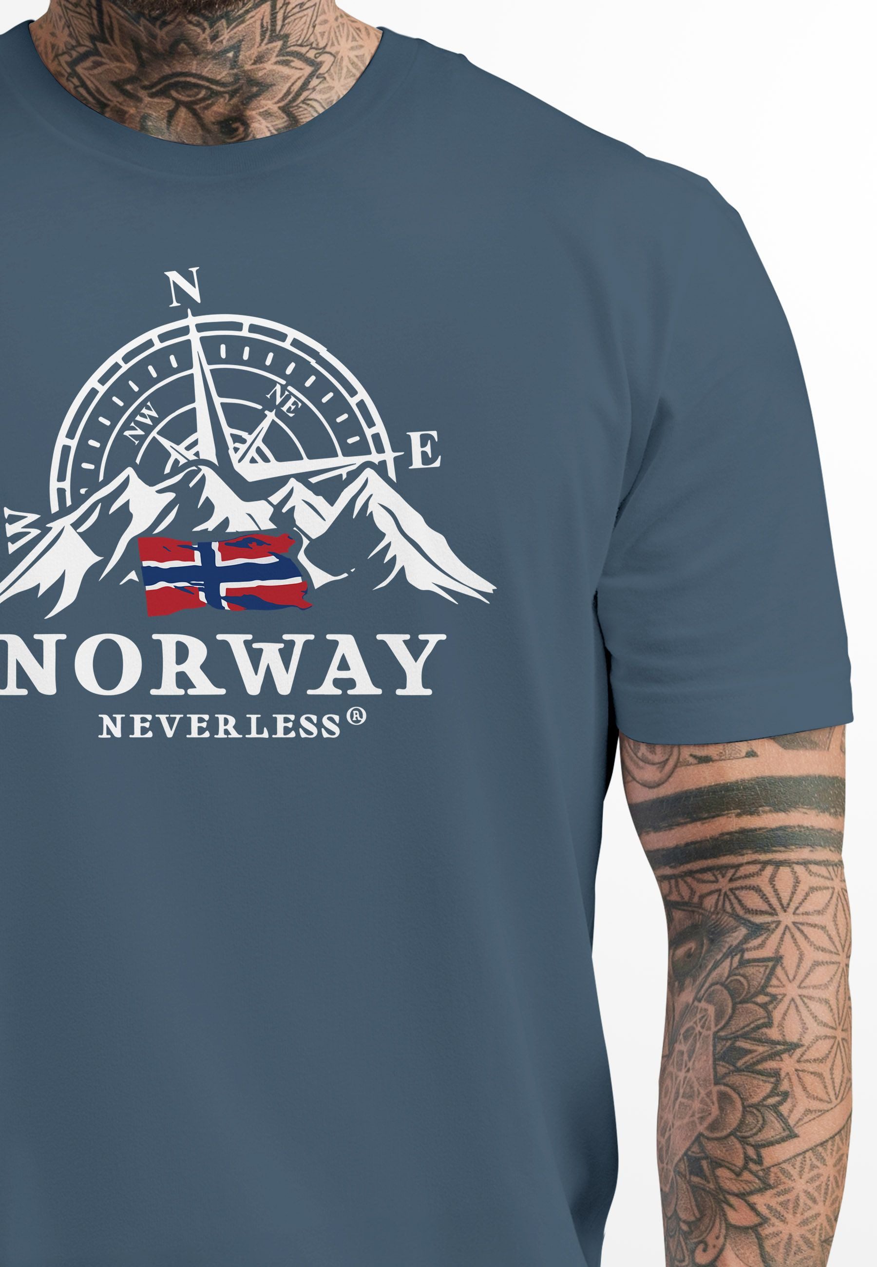 Neverless Print-Shirt Herren T-Shirt Norwegen Flagge günstig online kaufen