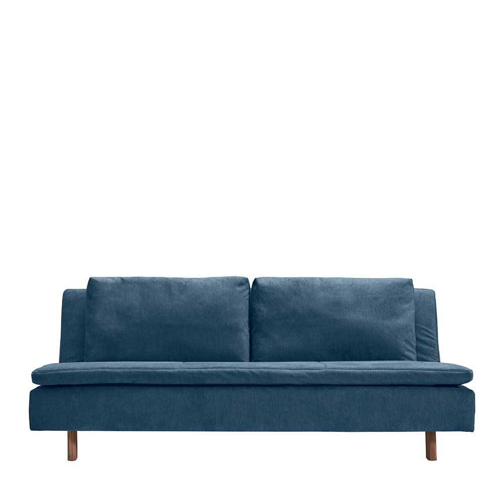 Funktions Sofa blau mit Rücken Klappmechanik 205 cm breit günstig online kaufen
