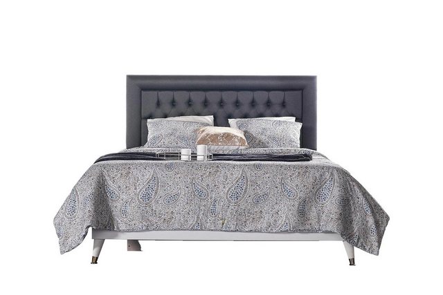 JVmoebel Bett Chesterfield Doppelbett Bett mit Bettkasten Bettrahmen Grau P günstig online kaufen