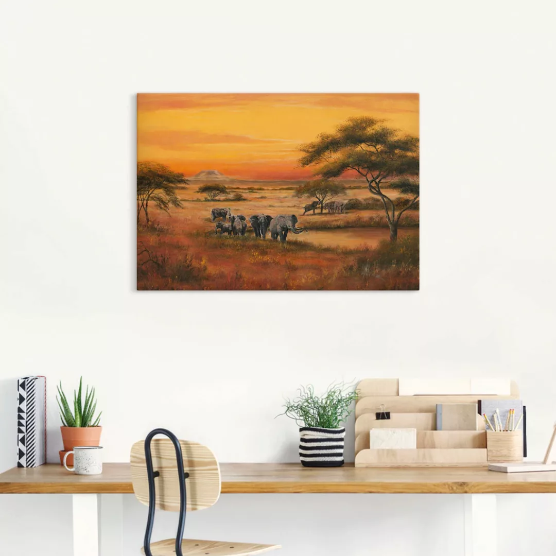 Artland Wandbild »Afrika Elefanten«, Afrika, (1 St.), als Alubild, Outdoorb günstig online kaufen