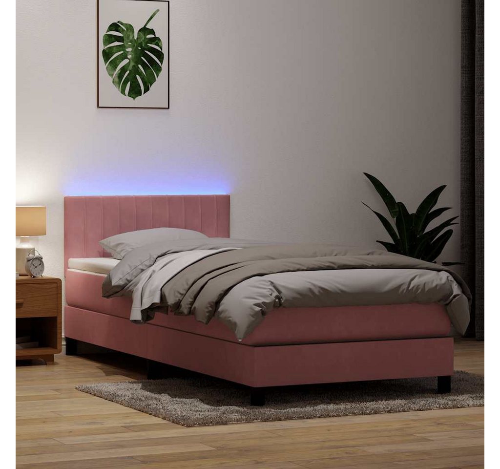 vidaXL Boxspringbett, Boxspringbett mit Matratze Rosa 80x210 cm Samt günstig online kaufen