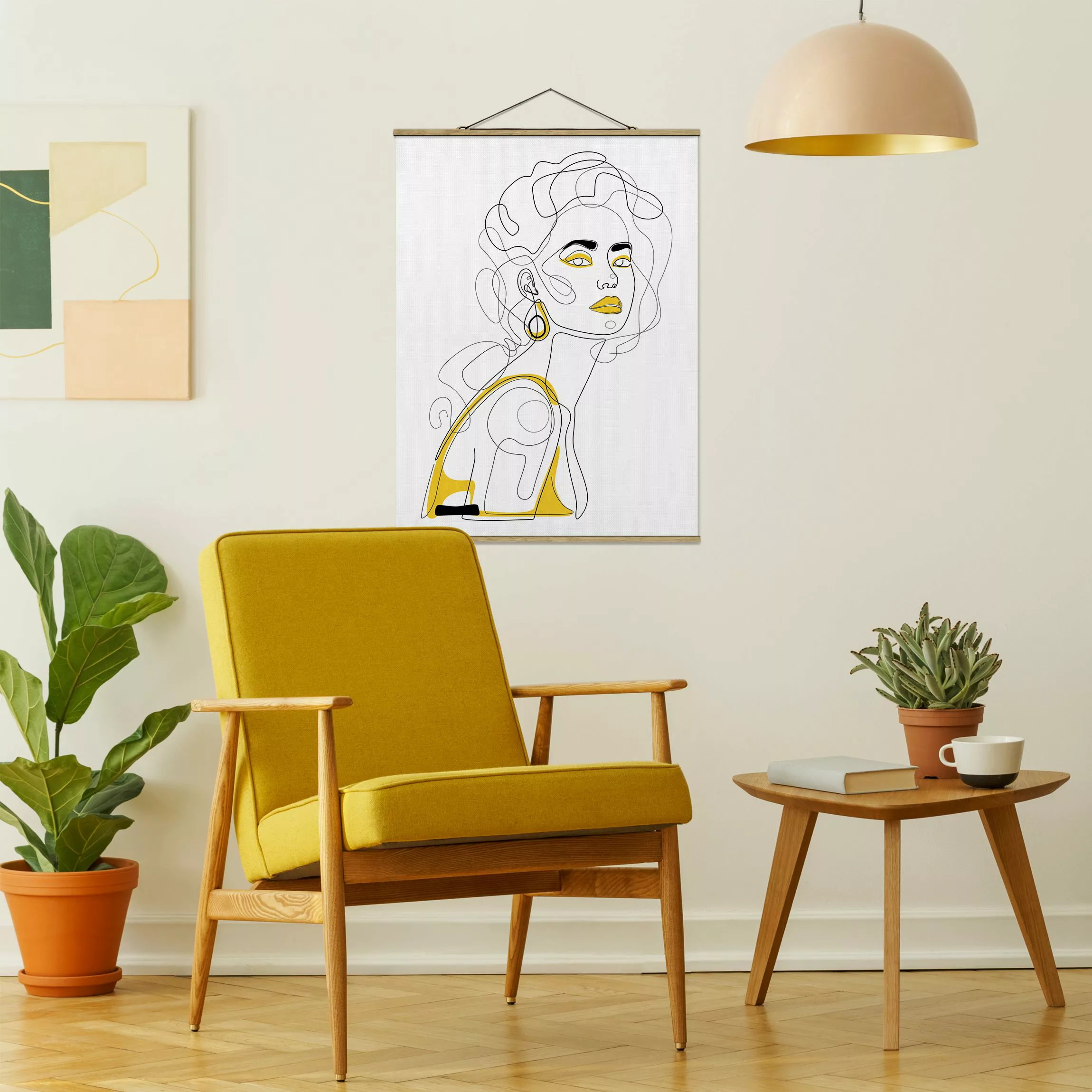 Stoffbild mit Posterleisten Line Art Portraits - Lemon Lipstick günstig online kaufen