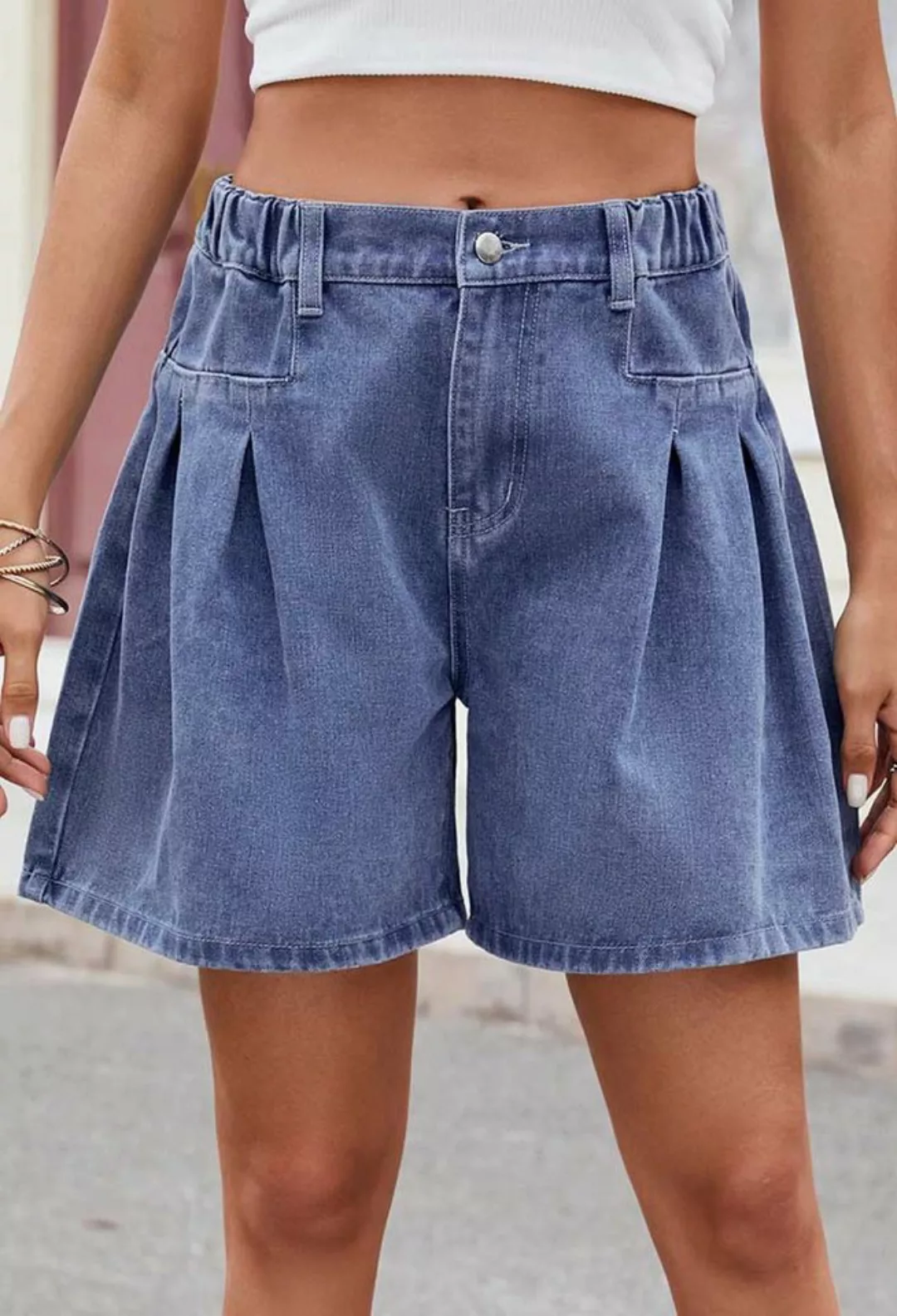 SEGUEN Jeansshorts Gewaschene Jeans mit elastischem Bund (Denim-Shorts für günstig online kaufen