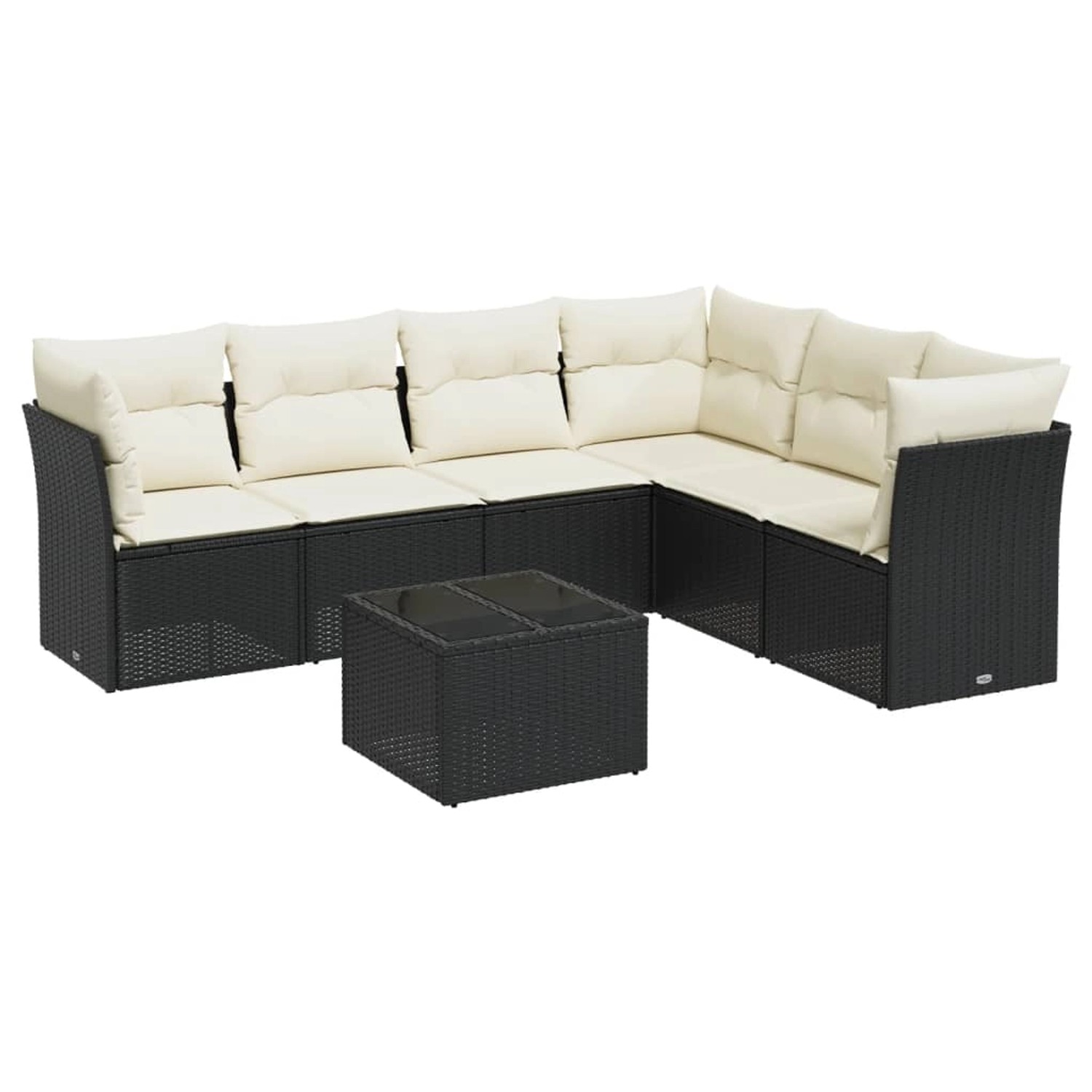 vidaXL 7-tlg Garten-Sofagarnitur mit Kissen Schwarz Poly Rattan Modell 21 günstig online kaufen