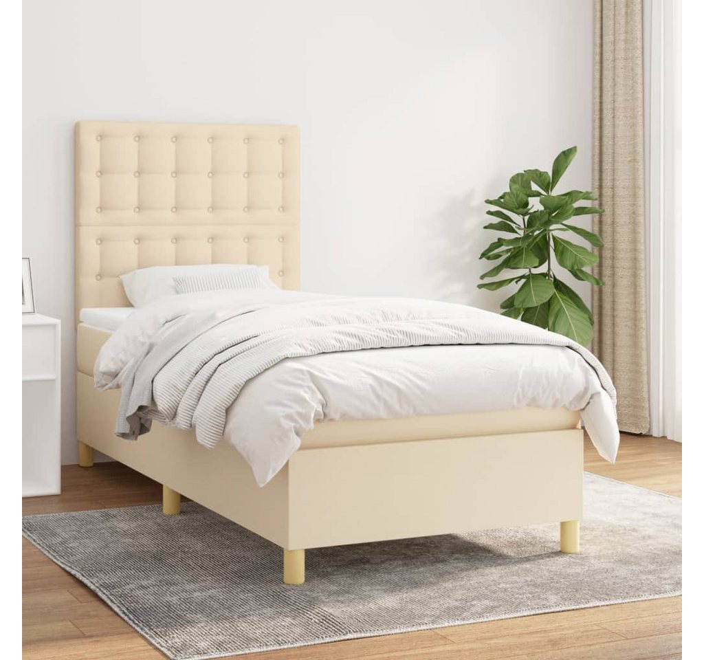 vidaXL Boxspringbett Boxspringbett mit Matratze Creme 80x200 cm Stoff Bett günstig online kaufen