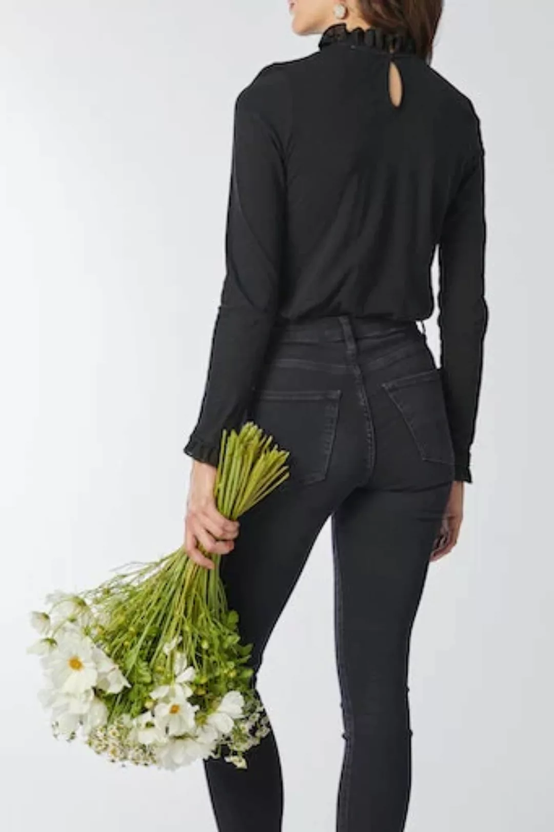 RICHROYAL Langarmshirt "2409 O Slub F LS", mit Rüschenkante an Ausschnitt u günstig online kaufen