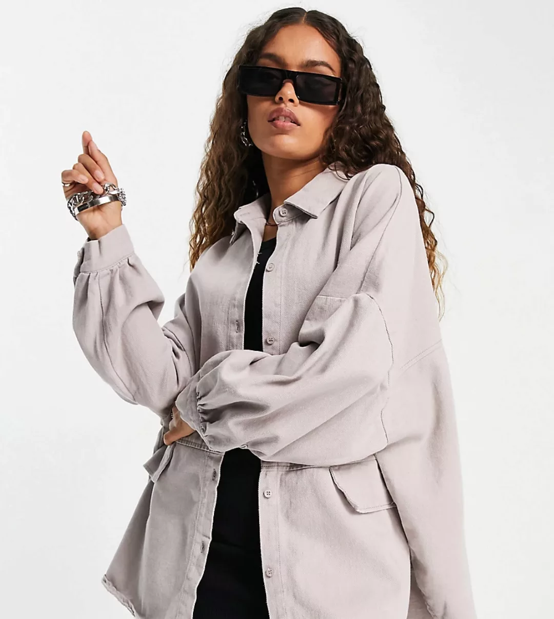 Missguided Petite – Oversize-Hemd in Flieder-Lila günstig online kaufen