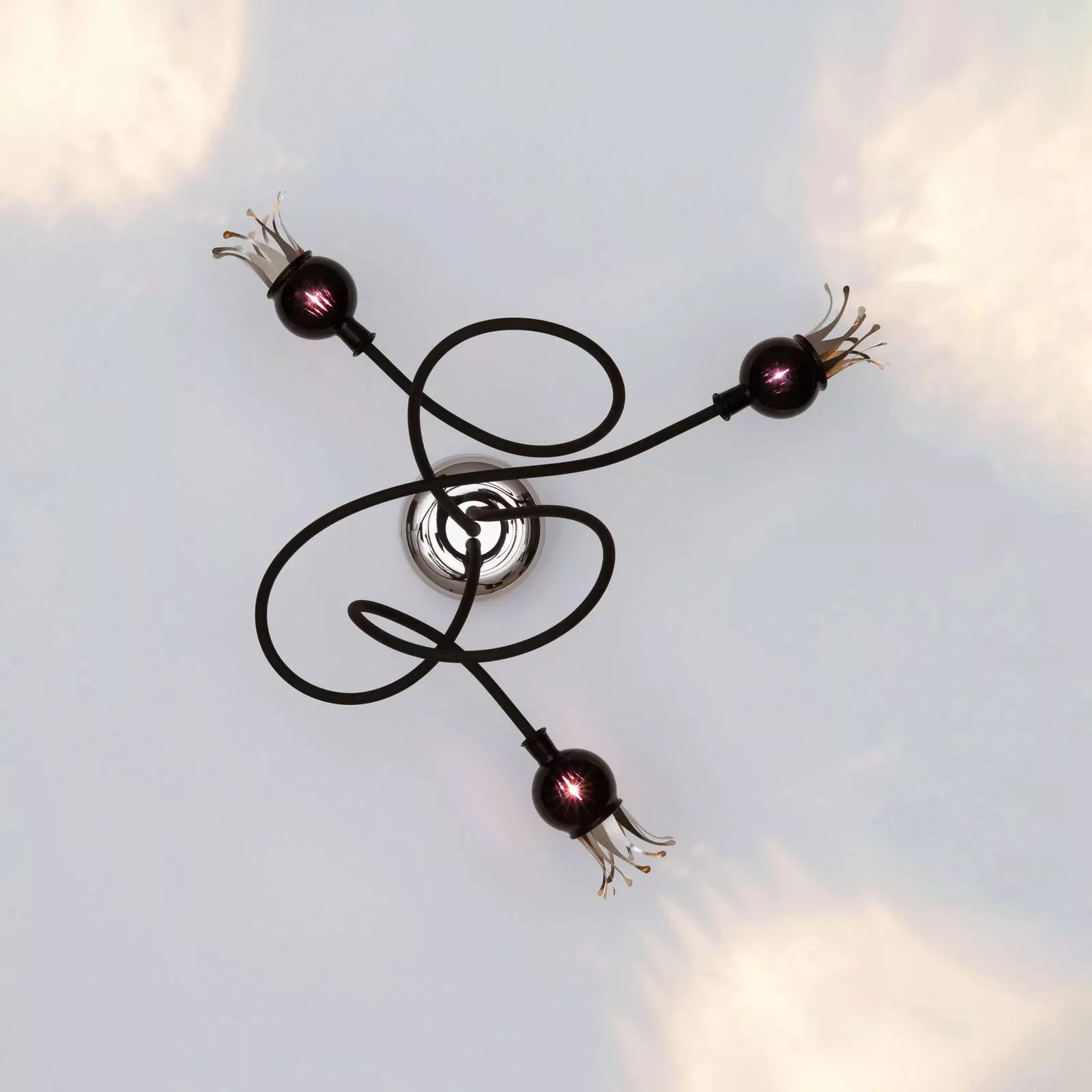 serien.lighting Poppy Decke, 3fl schwarz/violett günstig online kaufen