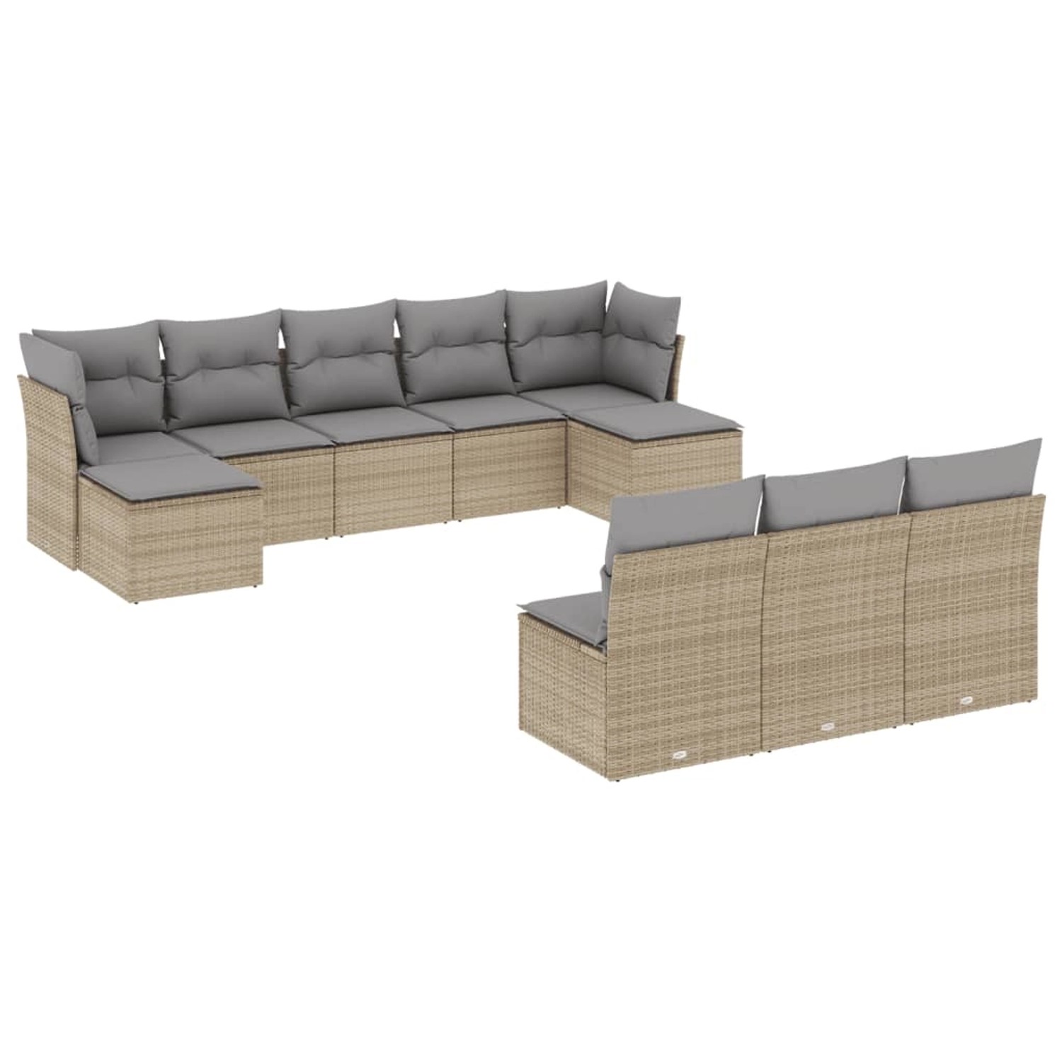 vidaXL 10-tlg Garten-Sofagarnitur mit Kissen Beige Poly Rattan Modell 49 günstig online kaufen